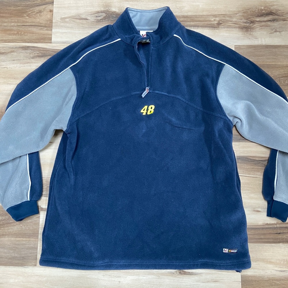 Chase Authentics NASCAR Jimmie Johnson 48 Fleece Pullover Large Navy Blue Racing